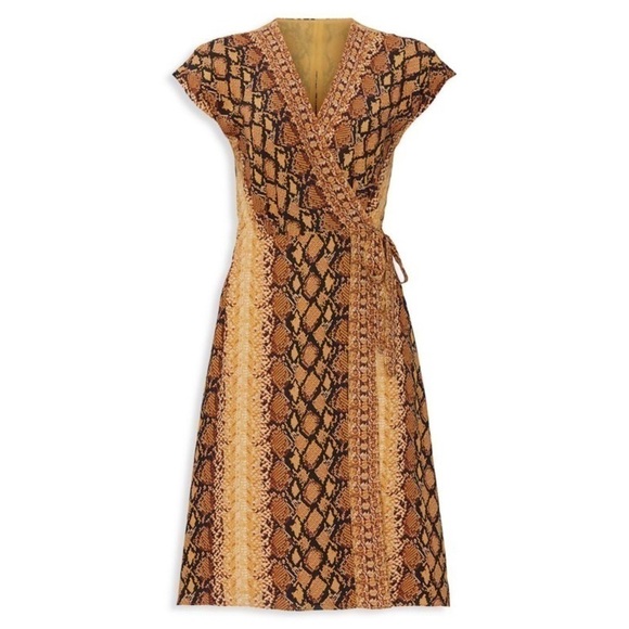 Joie Bethwyn Snakeskin-Print Wrap short sleeve Dress - Picture 4 of 11